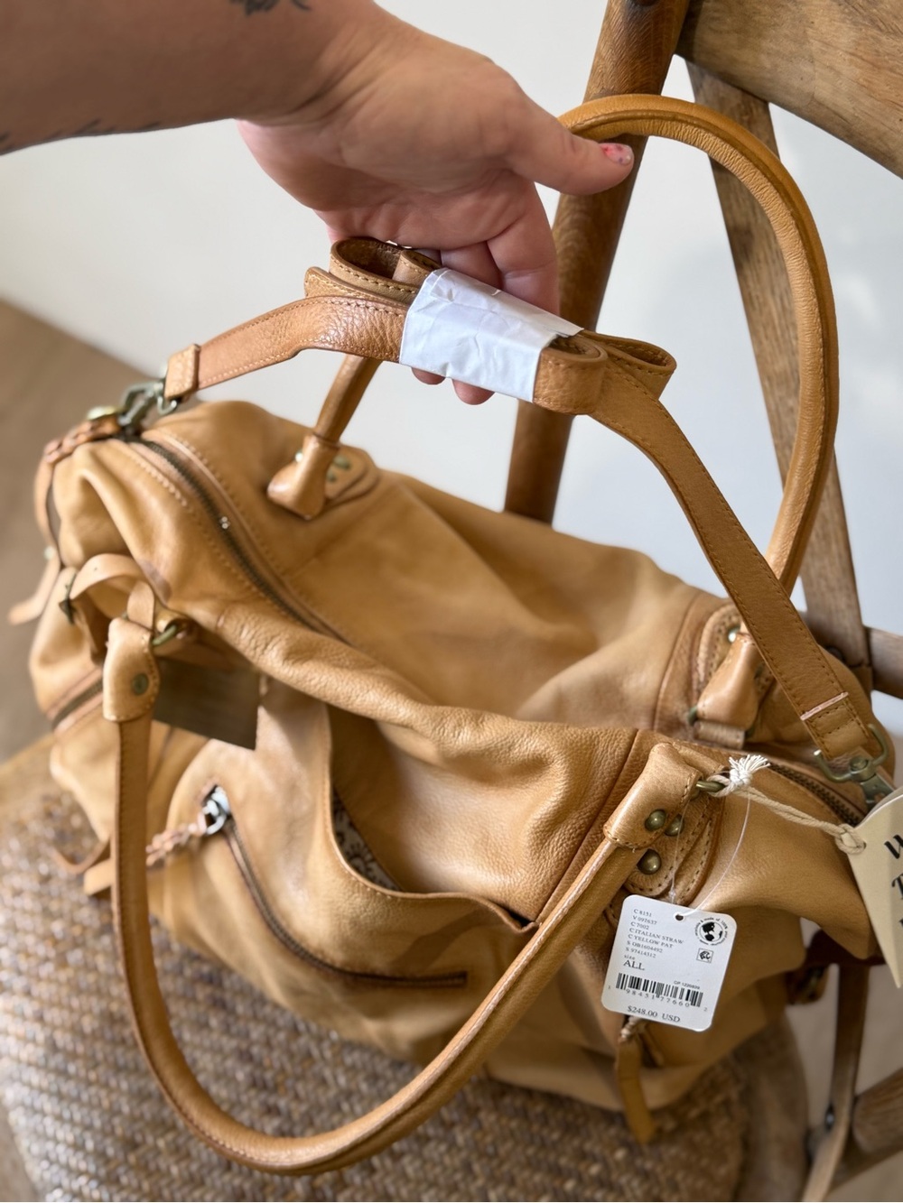 Free People We The Free Emerson Tote Bag Italian Straw NWT - Picture 5 of 8